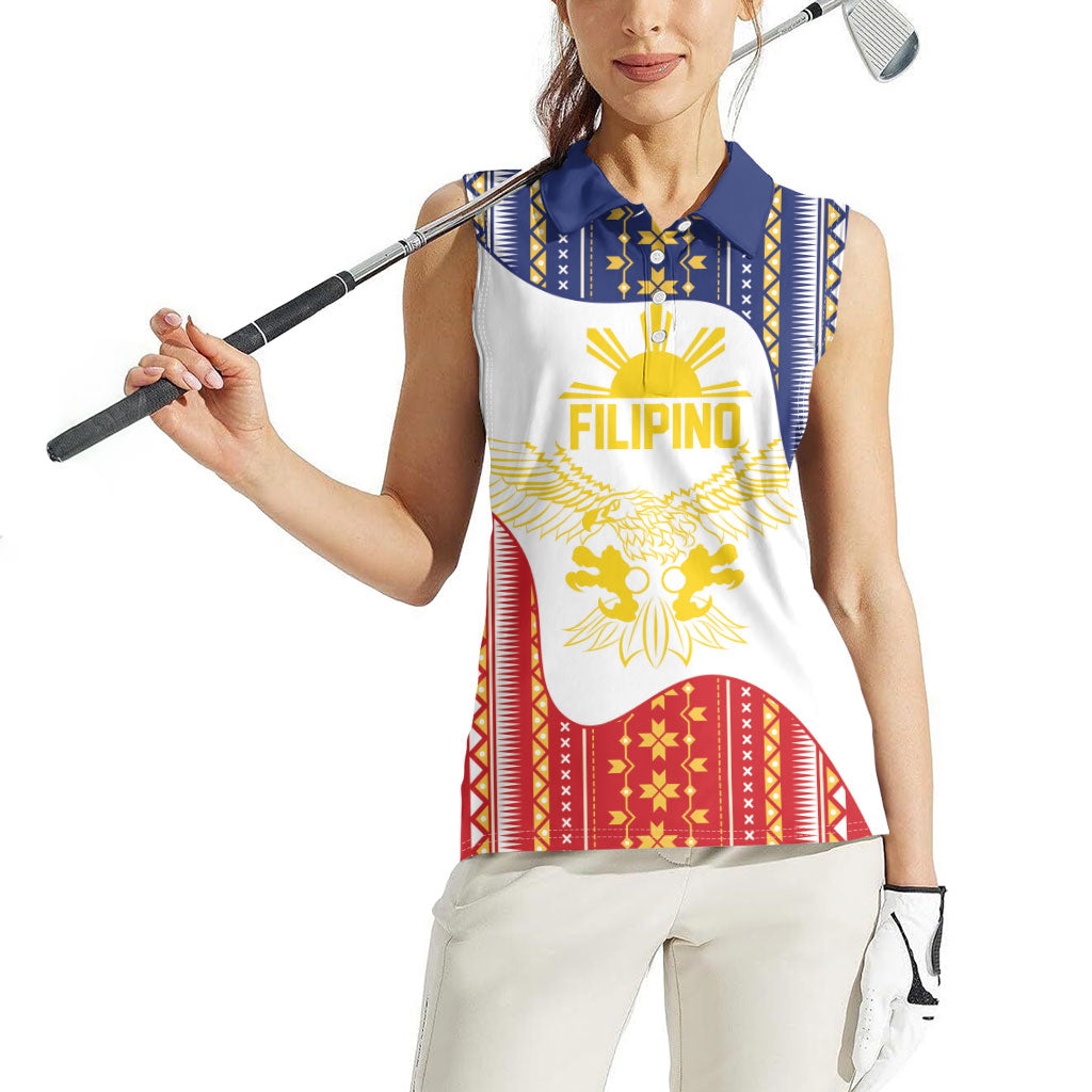 Philippines Flag Day Women Sleeveless Polo Shirt Filipino Traditional Igorot Tribal Pattern LT9 - Polynesian Pride