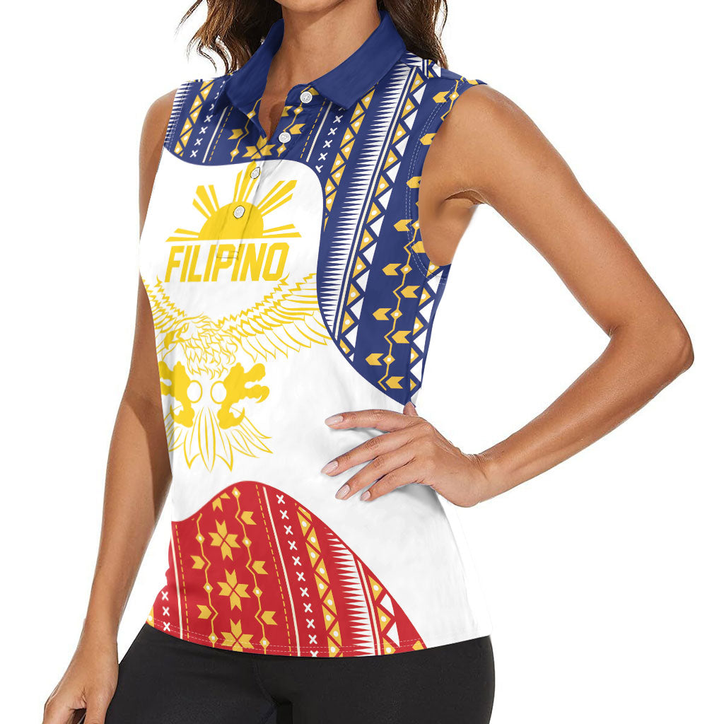 Philippines Flag Day Women Sleeveless Polo Shirt Filipino Traditional Igorot Tribal Pattern LT9 - Polynesian Pride