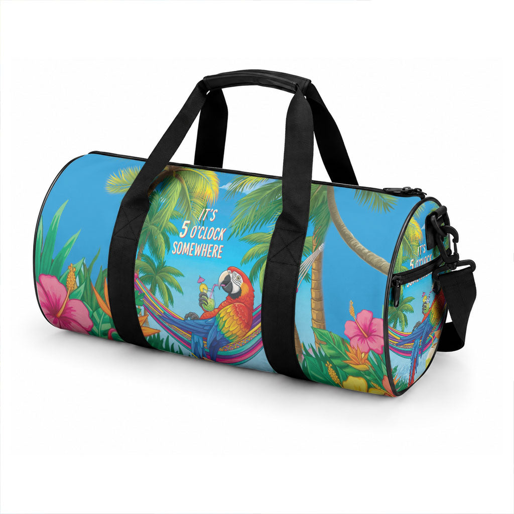 5 Oclock Somewhere Duffle Bag Hawaii Parrots Cocktail Summer Beach Vibe