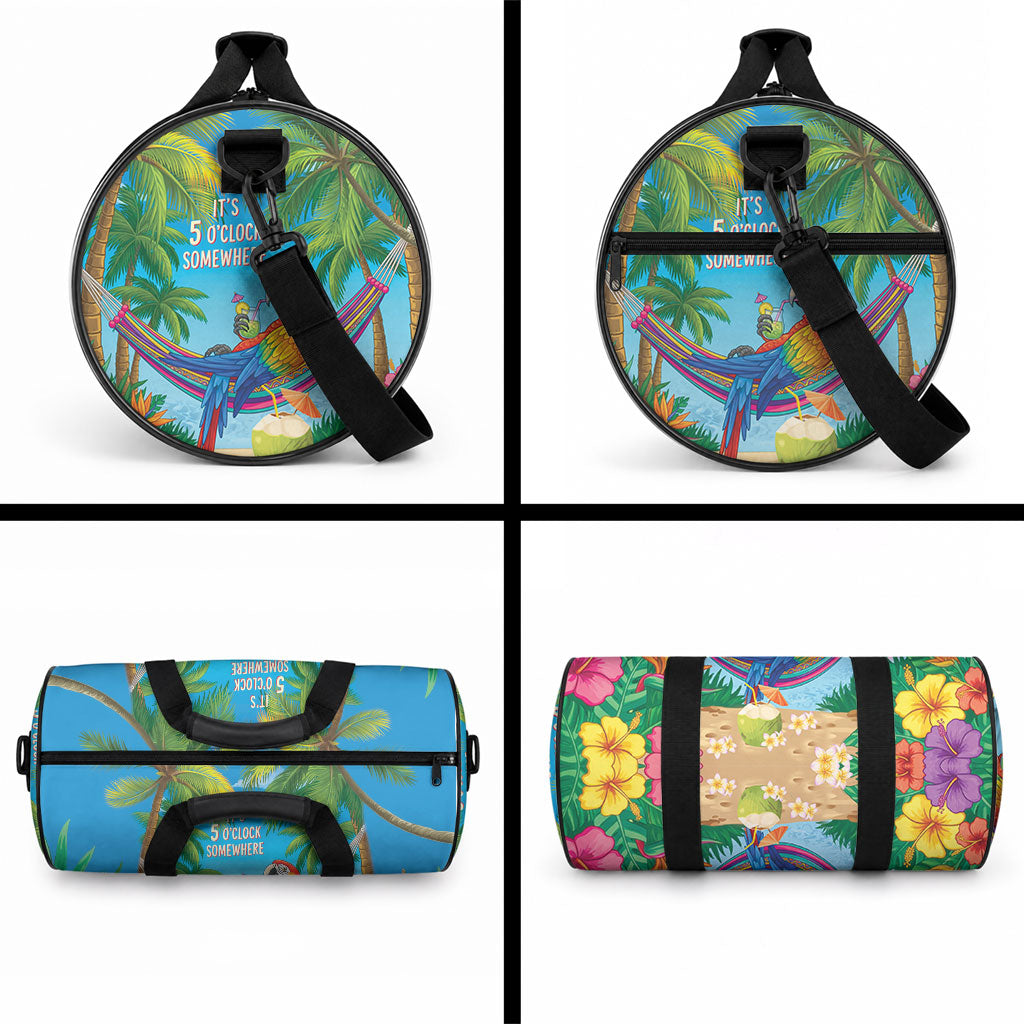 5 Oclock Somewhere Duffle Bag Hawaii Parrots Cocktail Summer Beach Vibe