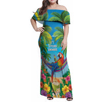5 Oclock Somewhere Family Matching Off Shoulder Maxi Dress and Hawaiian Shirt Hawaii Parrots Cocktail Summer Beach Vibe - Polynesian Pride