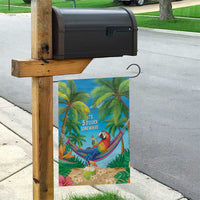 5 Oclock Somewhere Garden Flag Hawaii Parrots Cocktail Summer Beach Vibe - Polynesian Pride