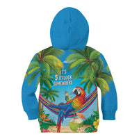 5 Oclock Somewhere Kid Hoodie Hawaii Parrots Cocktail Summer Beach Vibe - Polynesian Pride