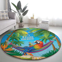 5 Oclock Somewhere Round Carpet Hawaii Parrots Cocktail Summer Beach Vibe LT9 - Polynesian Pride