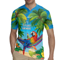 5 Oclock Somewhere Rugby Jersey Hawaii Parrots Cocktail Summer Beach Vibe LT9 - Polynesian Pride