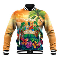 5 Oclock Somewhere Personalized Baseball Jacket Hawaii Parrots Plumeria Summer Vibe - Polynesian Pride
