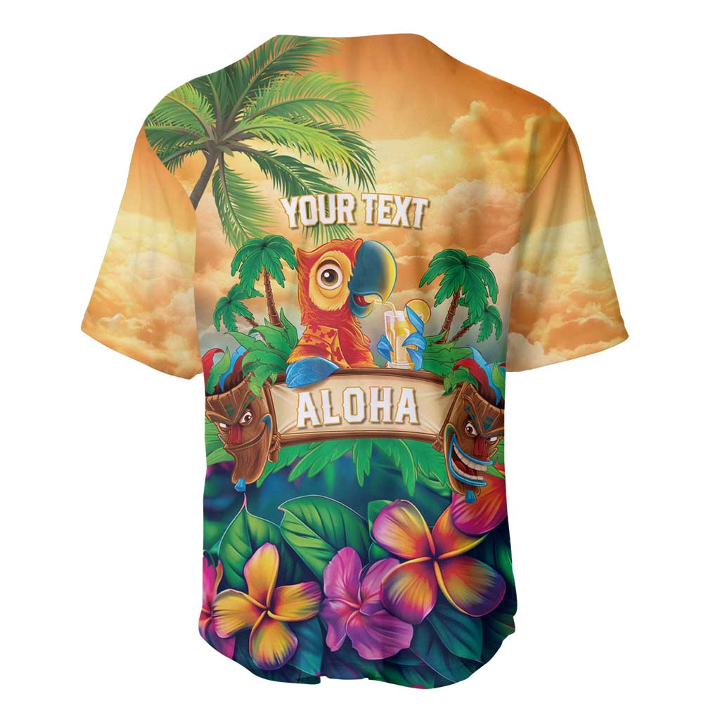 5 Oclock Somewhere Personalized Baseball Jersey Hawaii Parrots Plumeria Summer Vibe LT9 - Polynesian Pride