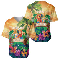 5 Oclock Somewhere Personalized Baseball Jersey Hawaii Parrots Plumeria Summer Vibe LT9 - Polynesian Pride