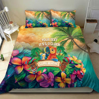 5 Oclock Somewhere Personalized Bedding Set Hawaii Parrots Plumeria Summer Vibe - Polynesian Pride