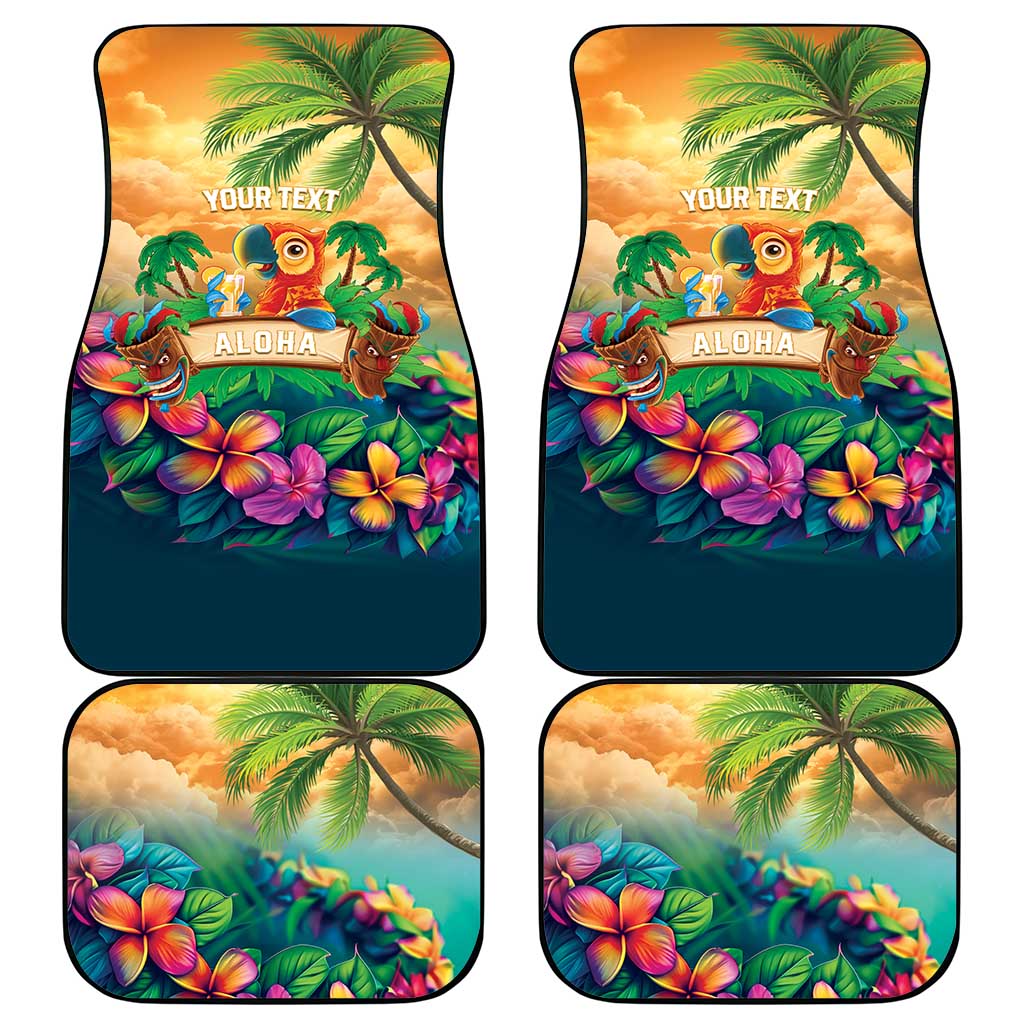 5 Oclock Somewhere Personalized Car Mats Hawaii Parrots Plumeria Summer Vibe - Polynesian Pride