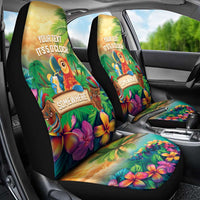 5 Oclock Somewhere Personalized Car Seat Cover Hawaii Parrots Plumeria Summer Vibe - Polynesian Pride