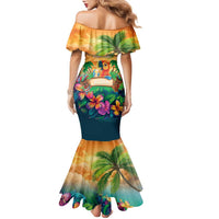 5 Oclock Somewhere Personalized Family Matching Mermaid Dress and Hawaiian Shirt Hawaii Parrots Plumeria Summer Vibe - Polynesian Pride