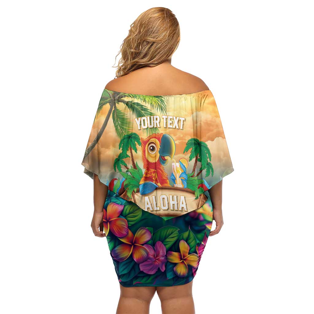 5 Oclock Somewhere Personalized Family Matching Off Shoulder Short Dress and Hawaiian Shirt Hawaii Parrots Plumeria Summer Vibe LT9 - Polynesian Pride