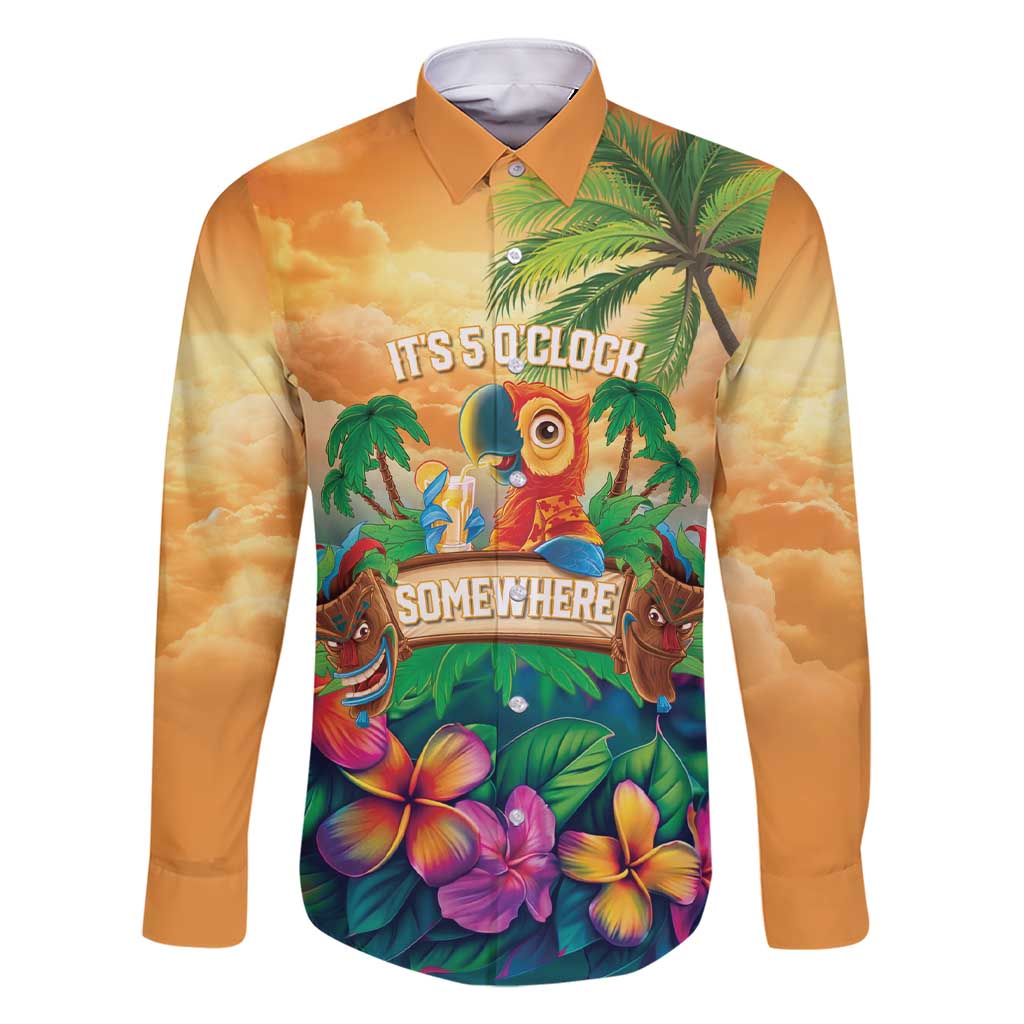 5 Oclock Somewhere Personalized Family Matching Short Sleeve Bodycon Dress and Hawaiian Shirt Hawaii Parrots Plumeria Summer Vibe - Polynesian Pride