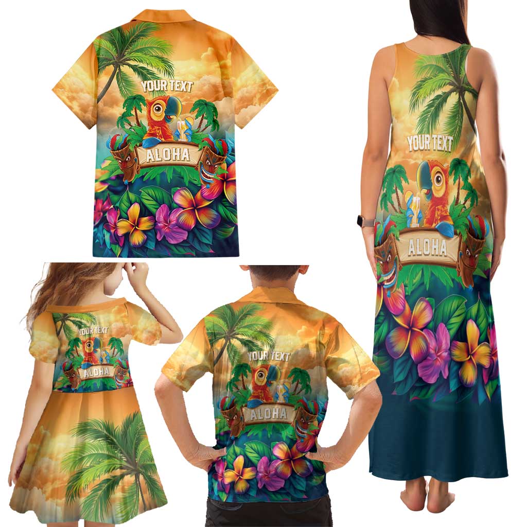 5 Oclock Somewhere Personalized Family Matching Tank Maxi Dress and Hawaiian Shirt Hawaii Parrots Plumeria Summer Vibe LT9 - Polynesian Pride
