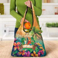 5 Oclock Somewhere Personalized Grocery Bag Hawaii Parrots Plumeria Summer Vibe LT9 - Polynesian Pride