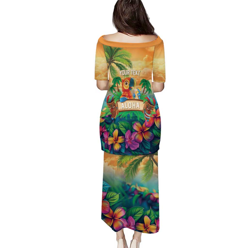5 Oclock Somewhere Personalized Puletasi Hawaii Parrots Plumeria Summer Vibe - Polynesian Pride