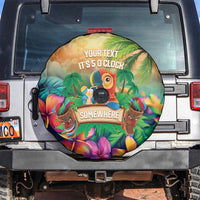 5 Oclock Somewhere Personalized Spare Tire Cover Hawaii Parrots Plumeria Summer Vibe - Polynesian Pride