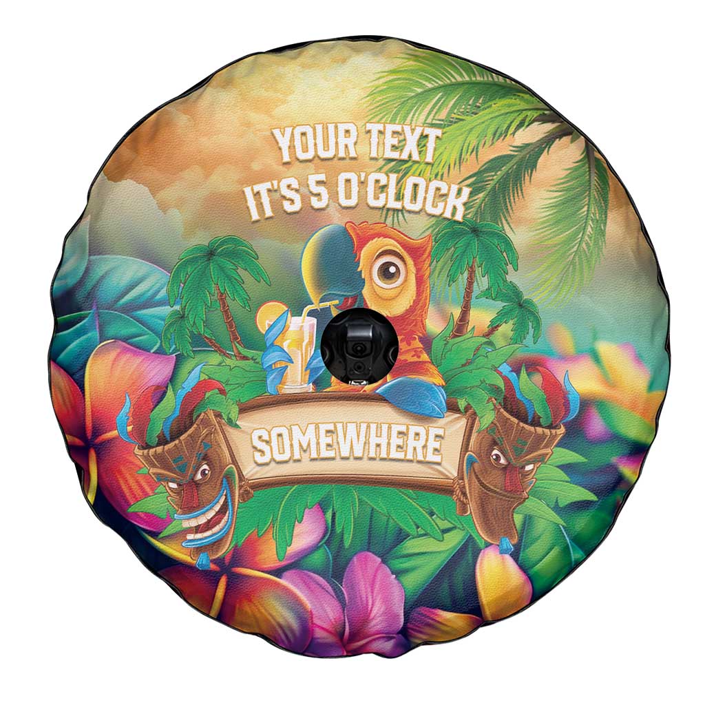 5 Oclock Somewhere Personalized Spare Tire Cover Hawaii Parrots Plumeria Summer Vibe - Polynesian Pride