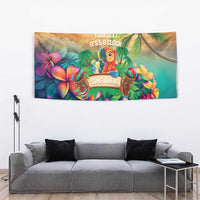 5 Oclock Somewhere Personalized Tapestry Hawaii Parrots Plumeria Summer Vibe - Polynesian Pride