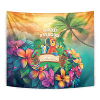 5 Oclock Somewhere Personalized Tapestry Hawaii Parrots Plumeria Summer Vibe - Polynesian Pride