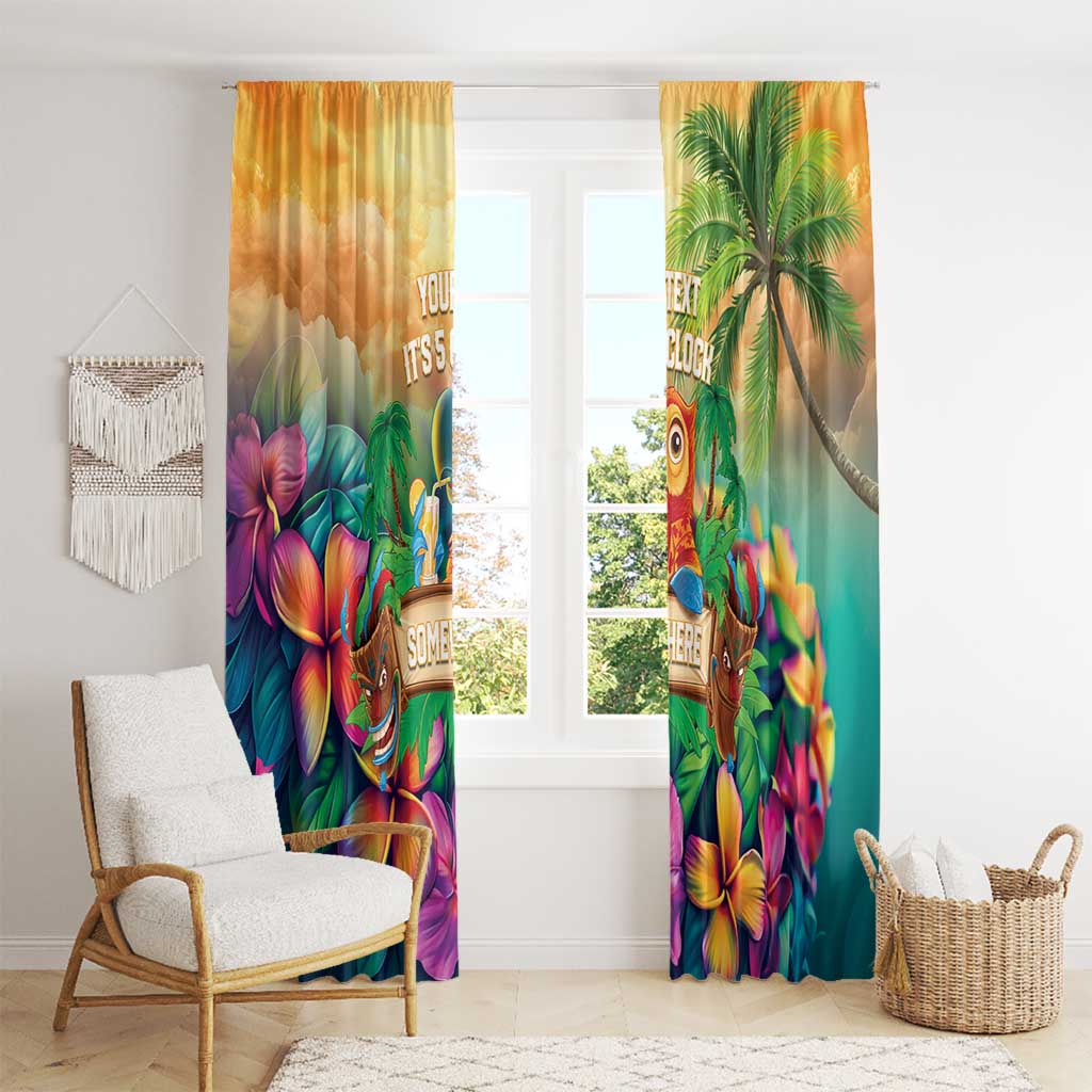 5 Oclock Somewhere Personalized Window Curtain Hawaii Parrots Plumeria Summer Vibe LT9 - Polynesian Pride
