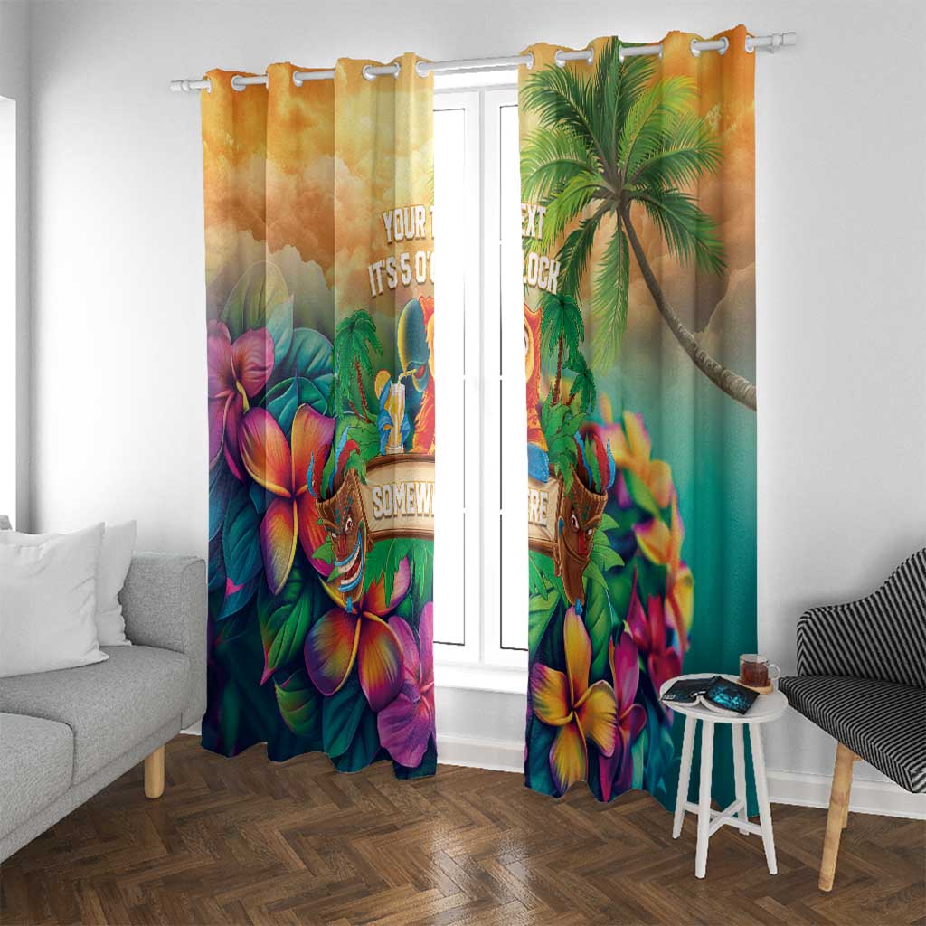 5 Oclock Somewhere Personalized Window Curtain Hawaii Parrots Plumeria Summer Vibe LT9 With Grommets Yellow - Polynesian Pride