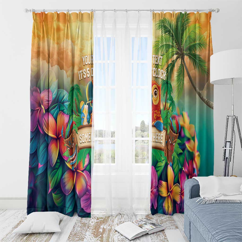 5 Oclock Somewhere Personalized Window Curtain Hawaii Parrots Plumeria Summer Vibe LT9 - Polynesian Pride