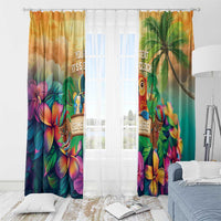5 Oclock Somewhere Personalized Window Curtain Hawaii Parrots Plumeria Summer Vibe LT9 - Polynesian Pride