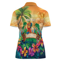 5 Oclock Somewhere Personalized Women Polo Shirt Hawaii Parrots Plumeria Summer Vibe - Polynesian Pride