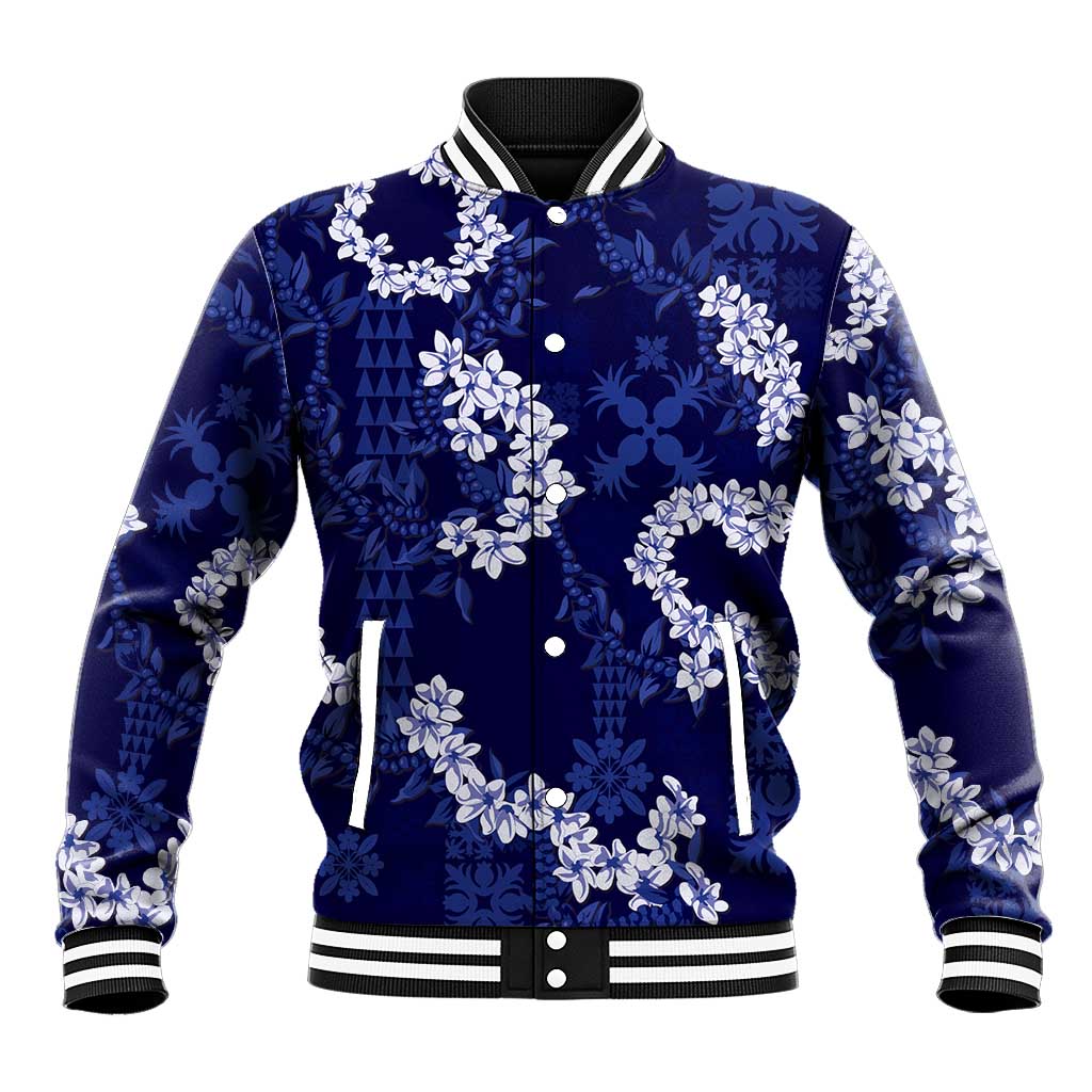 Mokihana Maile and Ilima Leis Baseball Jacket Uliuli Hawaiian Tapa Quilt Pattern - Polynesian Pride
