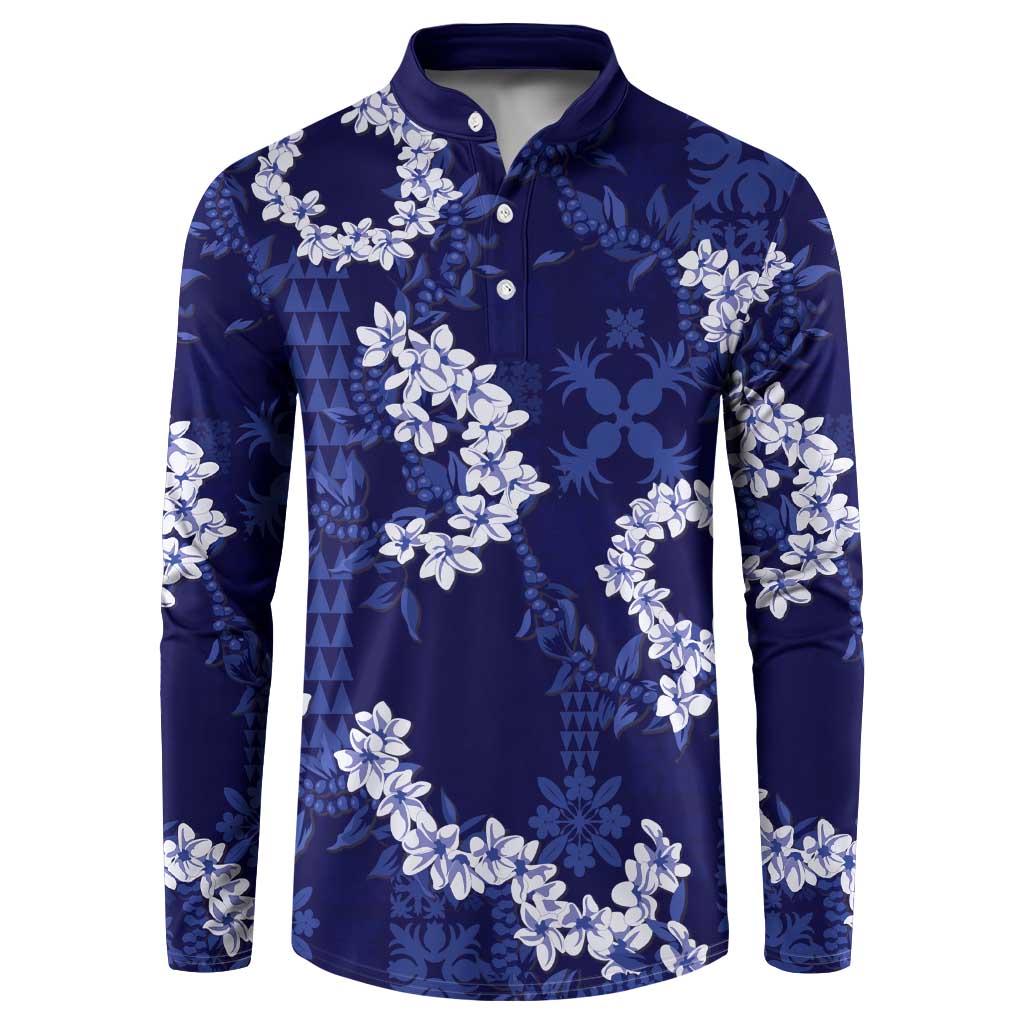 Mokihana Maile and Ilima Leis Button Sweatshirt Uliuli Hawaiian Tapa Quilt Pattern - Polynesian Pride