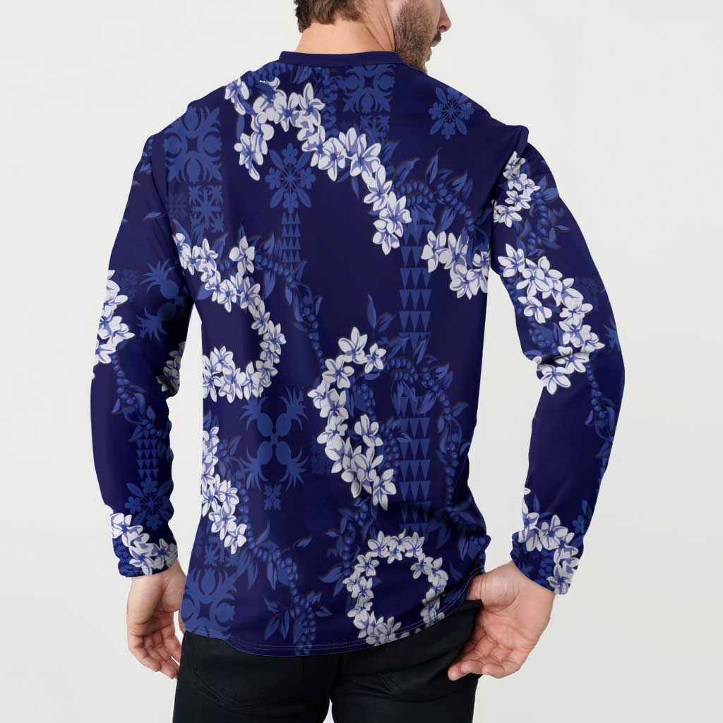 Mokihana Maile and Ilima Leis Button Sweatshirt Uliuli Hawaiian Tapa Quilt Pattern - Polynesian Pride