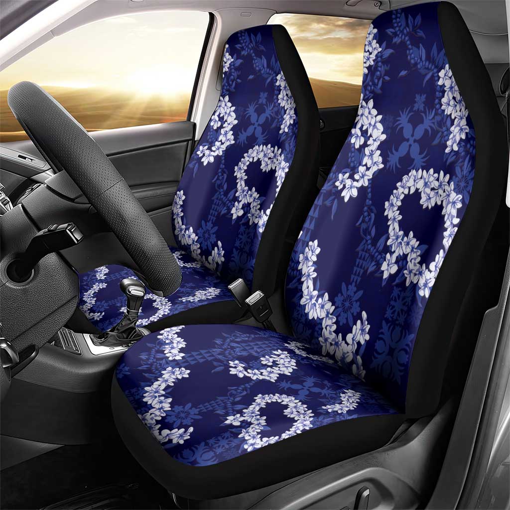 Mokihana Maile and Ilima Leis Car Seat Cover Uliuli Hawaiian Tapa Quilt Pattern - Polynesian Pride