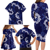 Mokihana Maile and Ilima Leis Family Matching Long Sleeve Bodycon Dress and Hawaiian Shirt Uliuli Hawaiian Tapa Quilt Pattern - Polynesian Pride