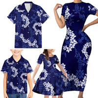 Mokihana Maile and Ilima Leis Family Matching Short Sleeve Bodycon Dress and Hawaiian Shirt Uliuli Hawaiian Tapa Quilt Pattern - Polynesian Pride