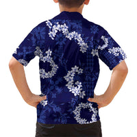 Mokihana Maile and Ilima Leis Kid Hawaiian Shirt Uliuli Hawaiian Tapa Quilt Pattern - Polynesian Pride