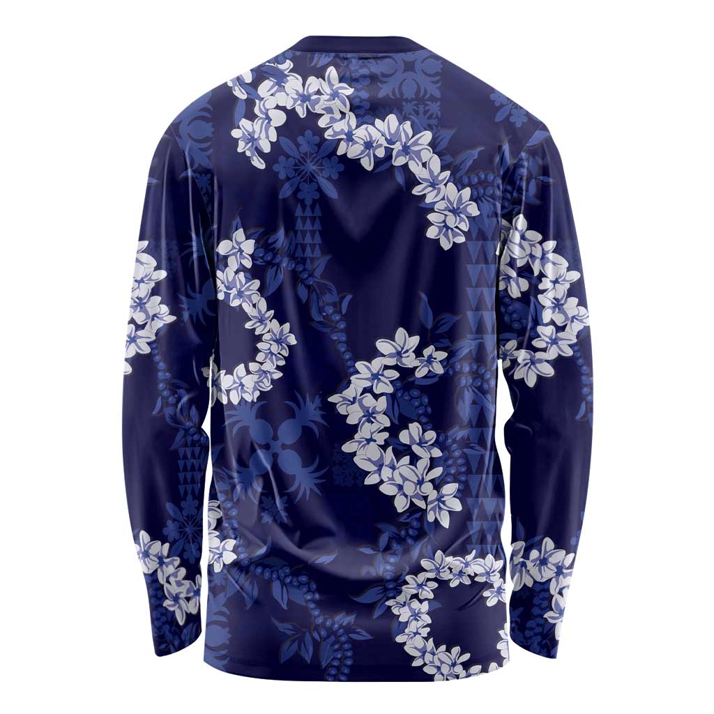 Mokihana Maile and Ilima Leis Long Sleeve Shirt Uliuli Hawaiian Tapa Quilt Pattern - Polynesian Pride