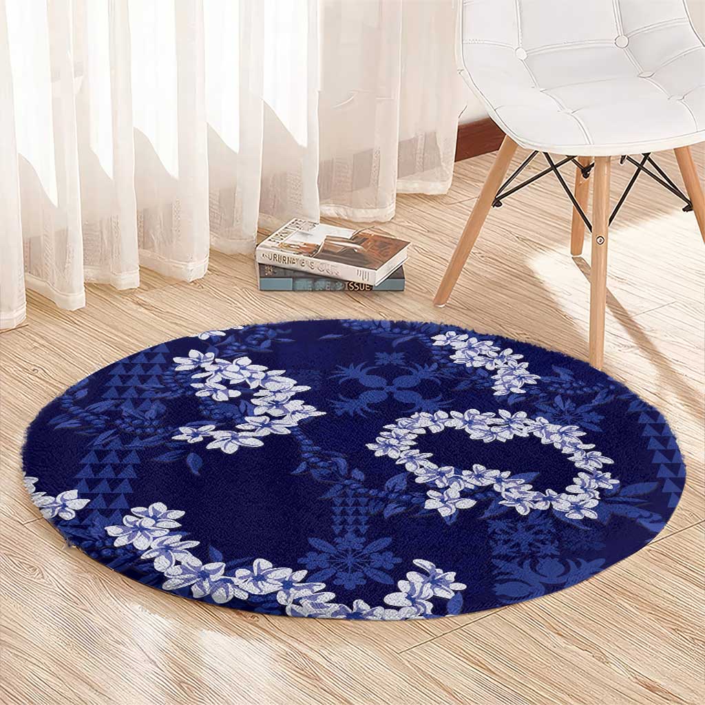 Mokihana Maile and Ilima Leis Round Carpet Uliuli Hawaiian Tapa Quilt Pattern - Polynesian Pride