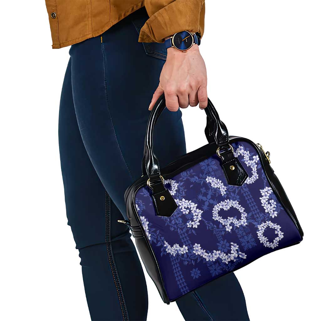 Mokihana Maile and Ilima Leis Shoulder Handbag Uliuli Hawaiian Tapa Quilt Pattern LT9 - Polynesian Pride
