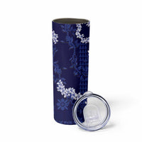 Mokihana Maile and Ilima Leis Skinny Tumbler Uliuli Hawaiian Tapa Quilt Pattern - Polynesian Pride