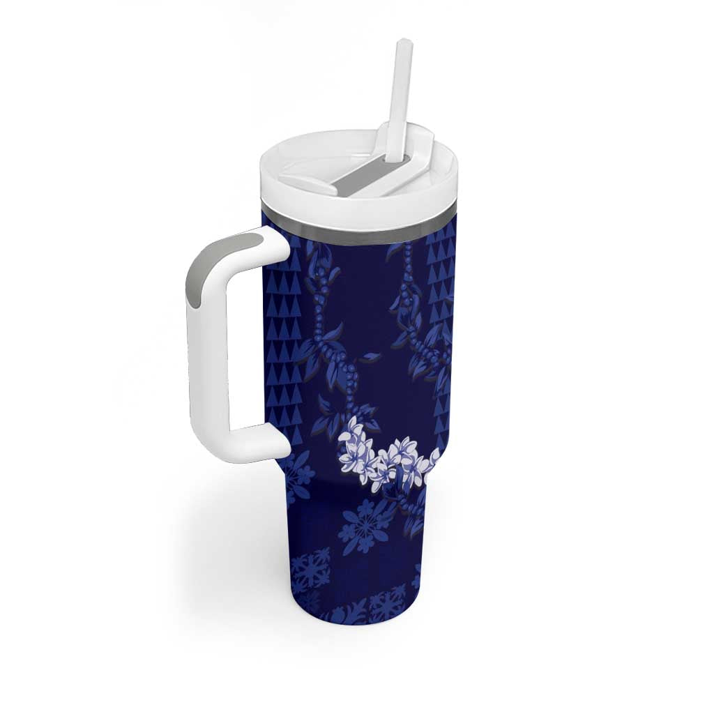 Mokihana Maile and Ilima Leis Tumbler With Handle Uliuli Hawaiian Tapa Quilt Pattern - Polynesian Pride