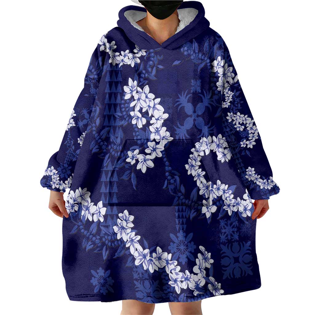 Mokihana Maile and Ilima Leis Wearable Blanket Hoodie Uliuli Hawaiian Tapa Quilt Pattern - Polynesian Pride