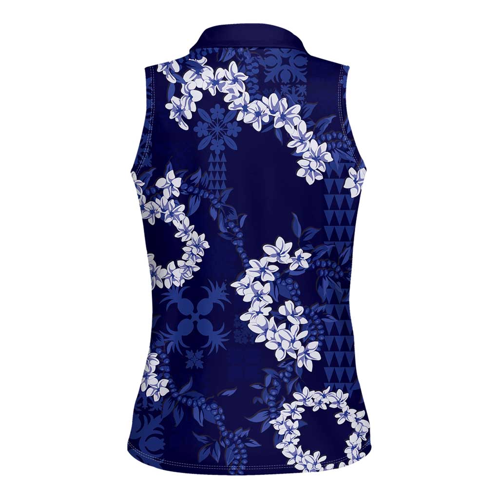 Mokihana Maile and Ilima Leis Women Sleeveless Polo Shirt Uliuli Hawaiian Tapa Quilt Pattern - Polynesian Pride