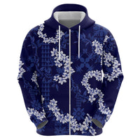 Mokihana Maile and Ilima Leis Zip Hoodie Uliuli Hawaiian Tapa Quilt Pattern - Polynesian Pride