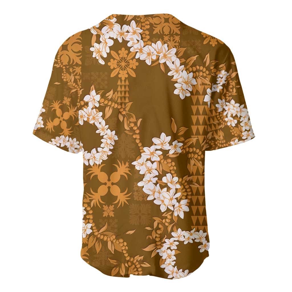 Mokihana Maile and Ilima Leis Baseball Jersey Alani Hawaiian Tapa Quilt Pattern - Polynesian Pride