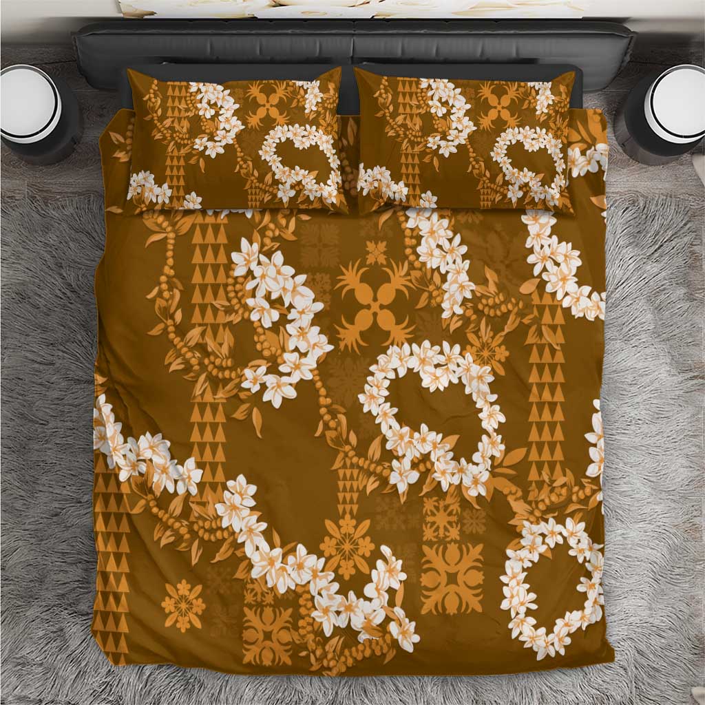 Mokihana Maile and Ilima Leis Bedding Set Alani Hawaiian Tapa Quilt Pattern - Polynesian Pride