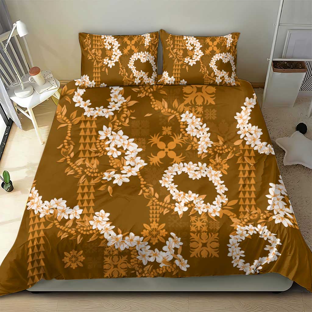 Mokihana Maile and Ilima Leis Bedding Set Alani Hawaiian Tapa Quilt Pattern - Polynesian Pride