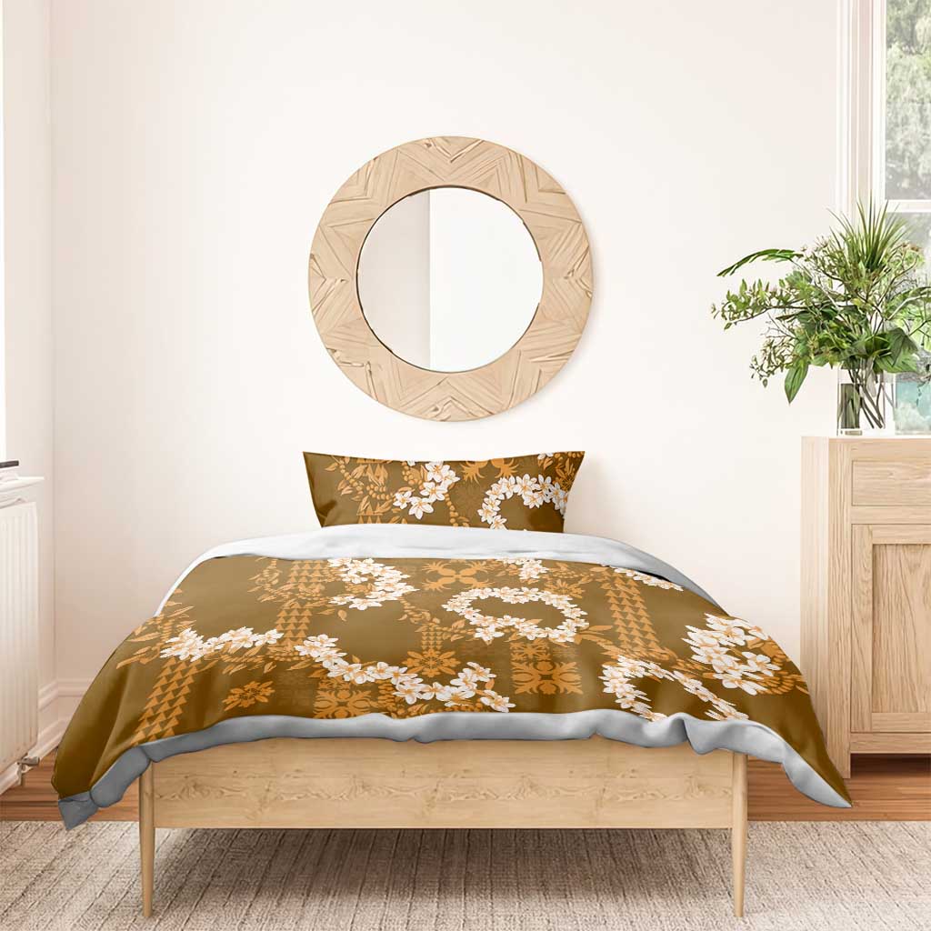 Mokihana Maile and Ilima Leis Bedding Set Alani Hawaiian Tapa Quilt Pattern - Polynesian Pride