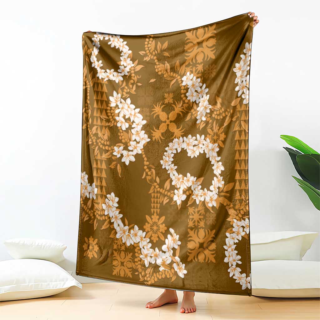 Mokihana Maile and Ilima Leis Blanket Alani Hawaiian Tapa Quilt Pattern - Polynesian Pride